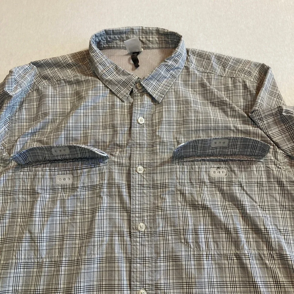 The‎ North Face Mens XXL Plaid Hiking Shirt Grey Long Sleeve Ventilated 2 Pocket